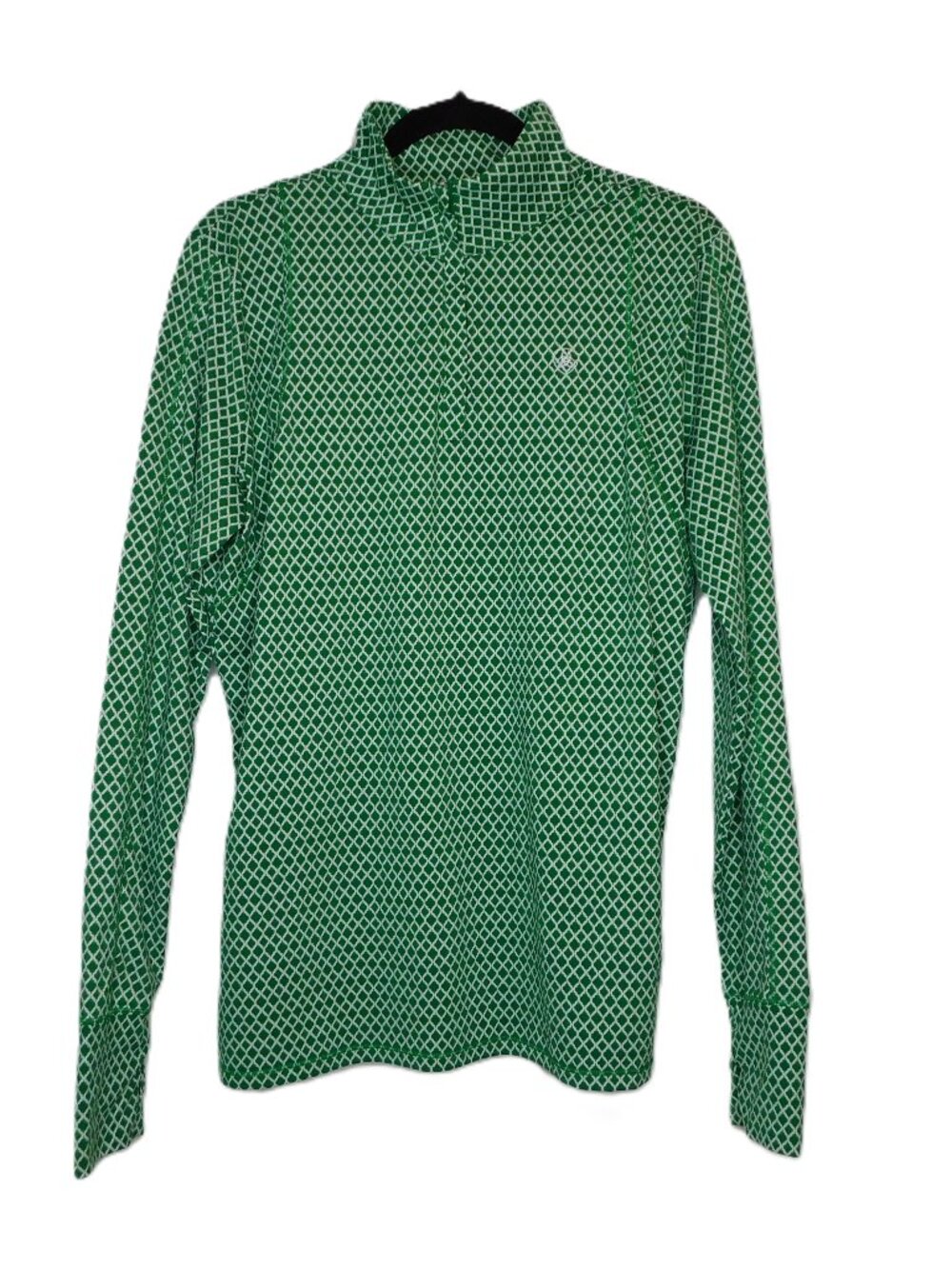Ariat AriatTek Cold Series 1/4 Zip Long Sleeve Shirt | Green & White | VGUC | XL